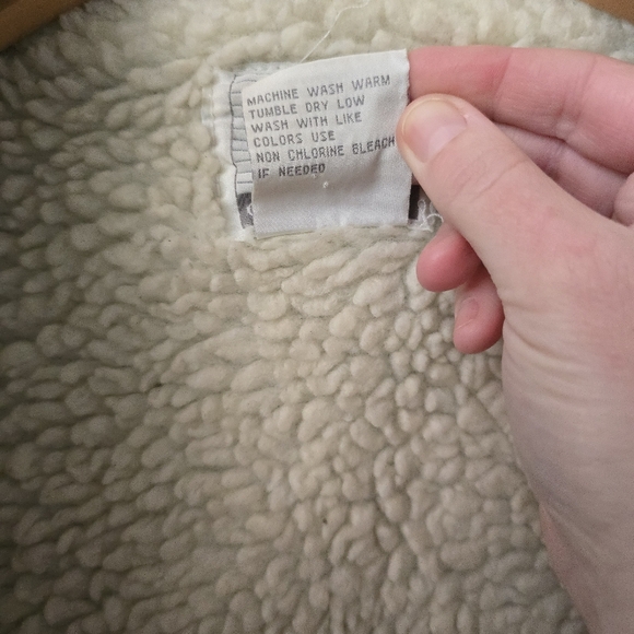 Vtg 90s AKA BAY Puffy Denim Sherpa Lined Mens L Bomber Trucker Jacket Y2K - Picture 6 of 16